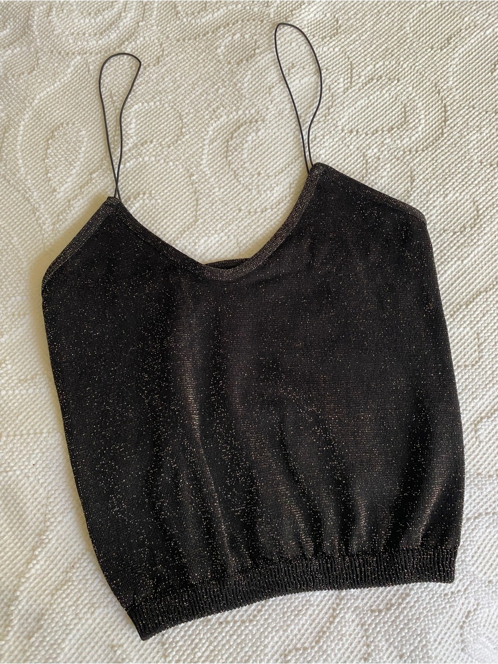Black Metallic Shimmer Spaghetti Strap Tank Top Camisole